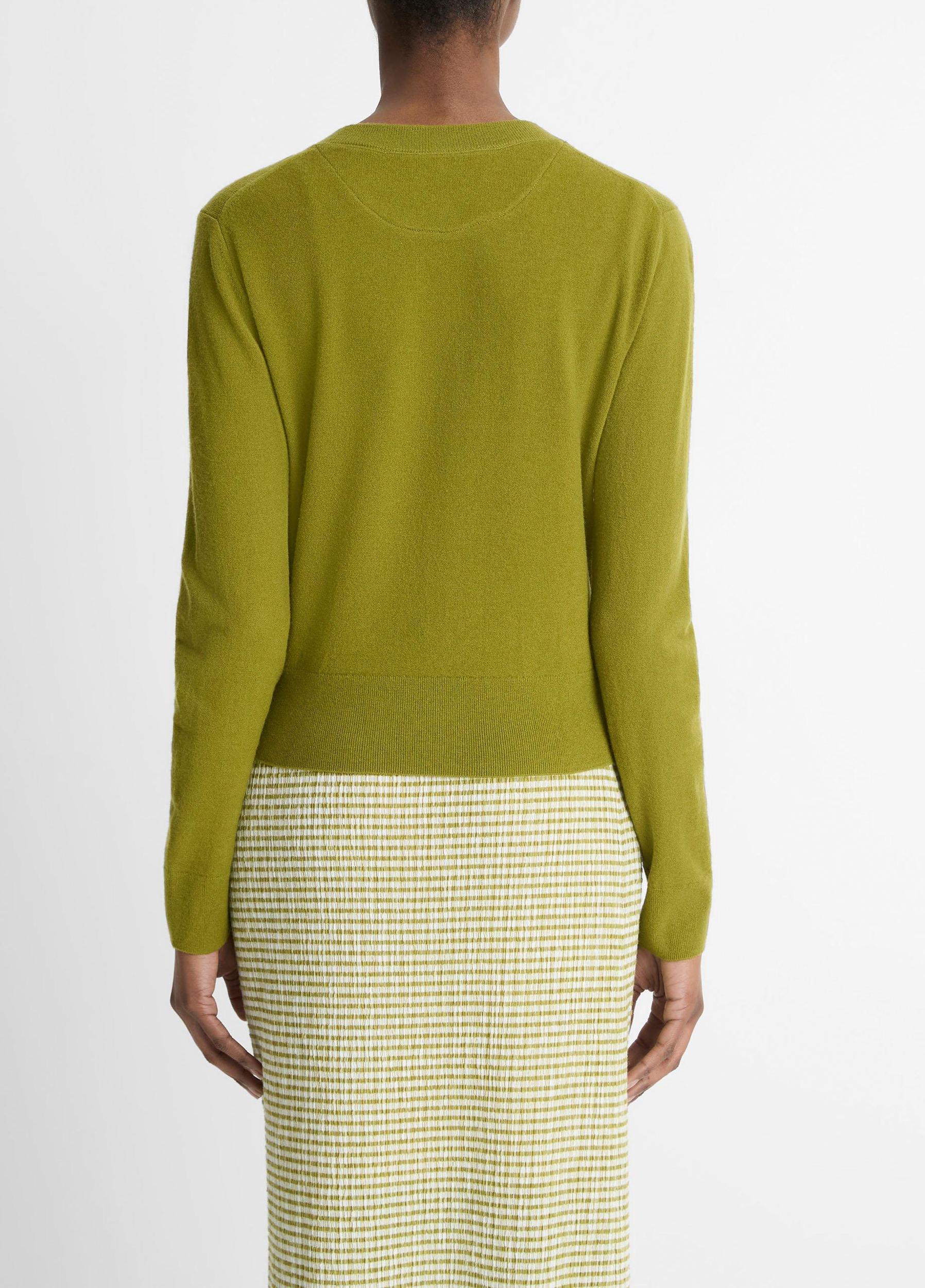 Wool & Cashmere-Blend Tipped Half-Moon Cardigan Product Image