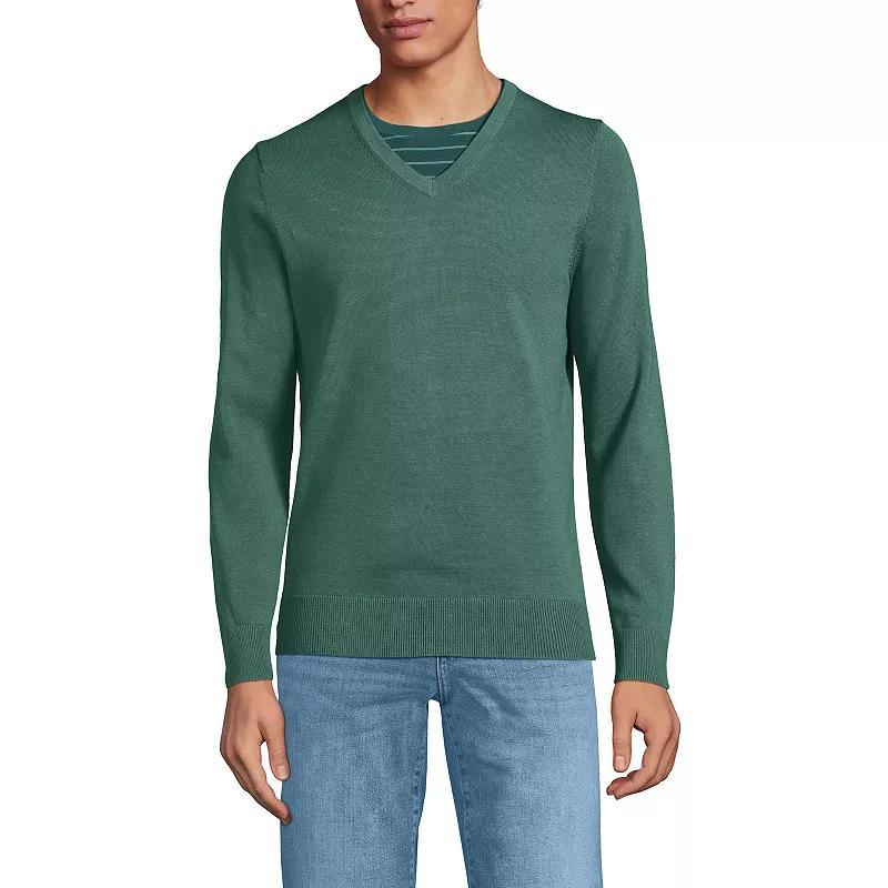 Big & Tall Lands End Fine Gauge Cotton V-Neck Sweater, Mens Product Image