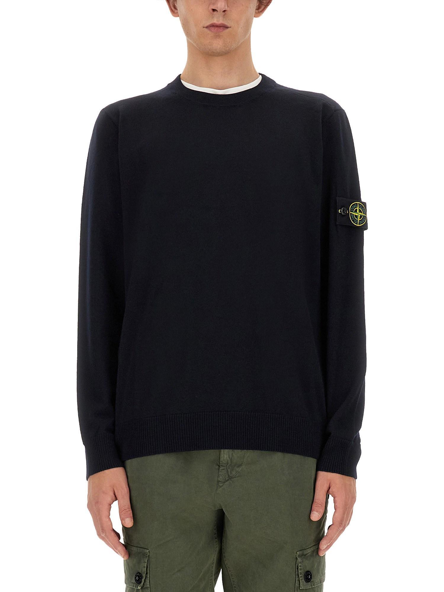 STONE ISLAND Jersey With Logo In Blue Product Image