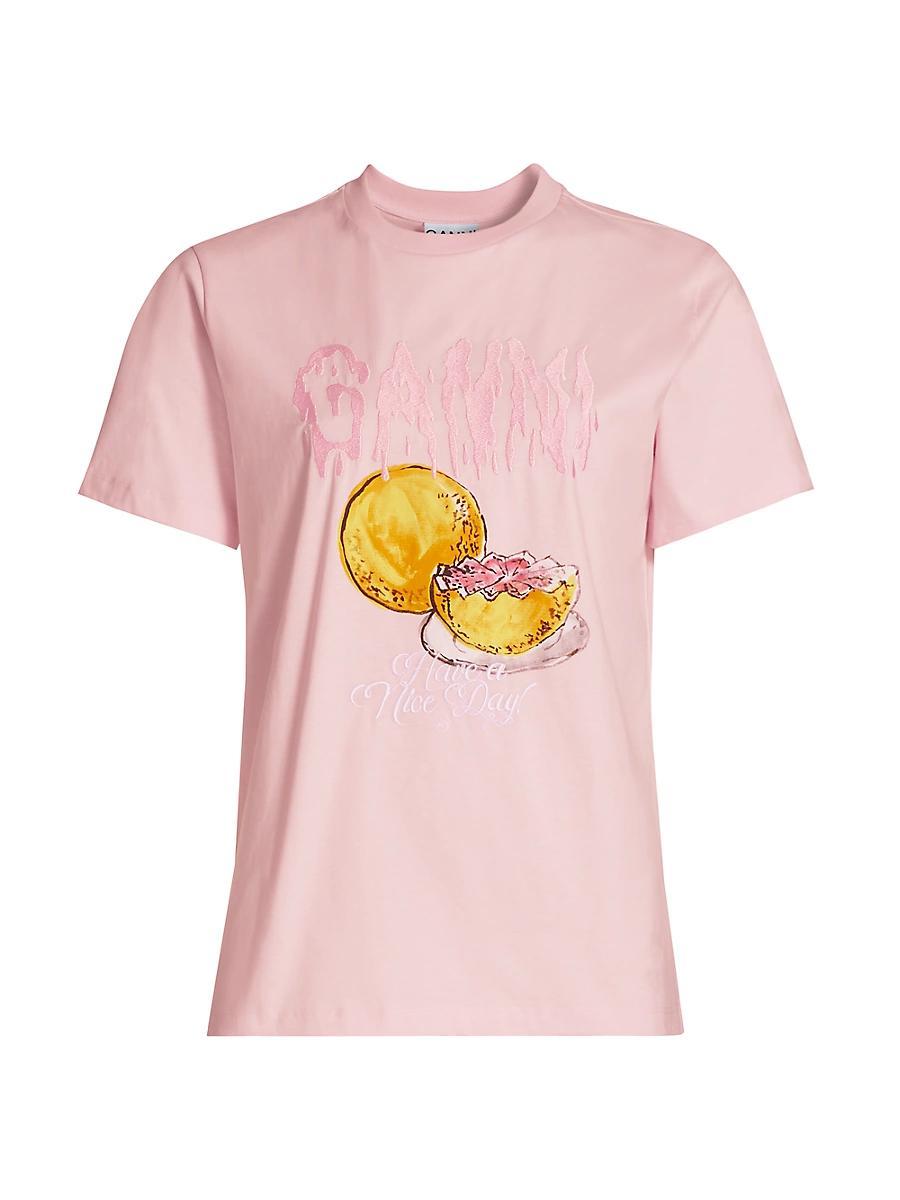 Womens Grapefruit-Print Cotton T-Shirt Product Image