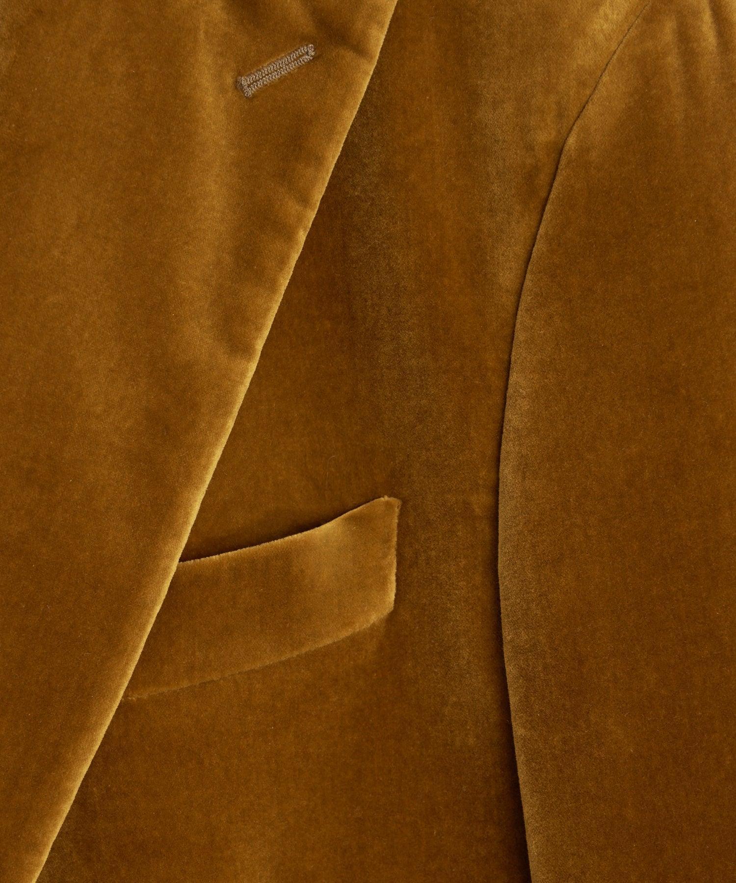 Italian Velvet Peak Lapel Dinner Jacket in Brass Product Image