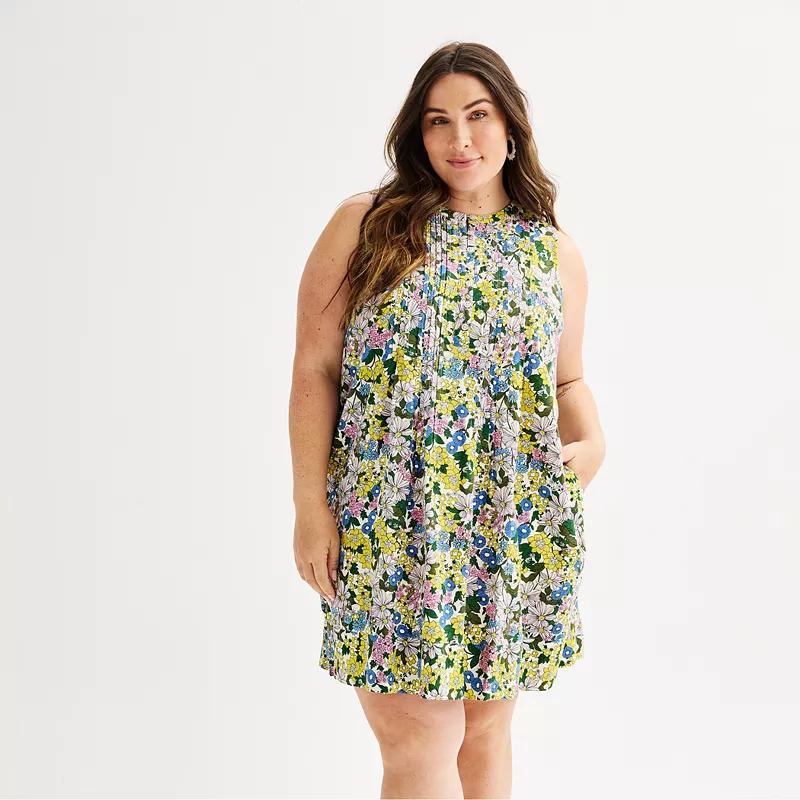 Plus Size Sonoma Goods For Life Sleeveless Pintuck Dress, Womens Product Image