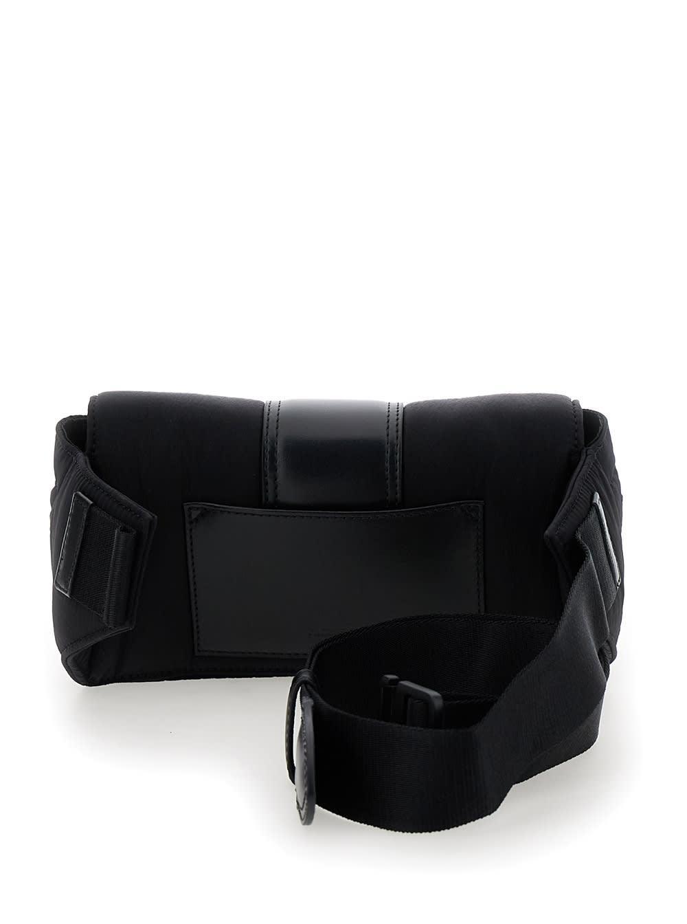 JACQUEMUS La Banane Bambino Black Belt Bag With Logo Lettering In Leather And Cotton Man Product Image