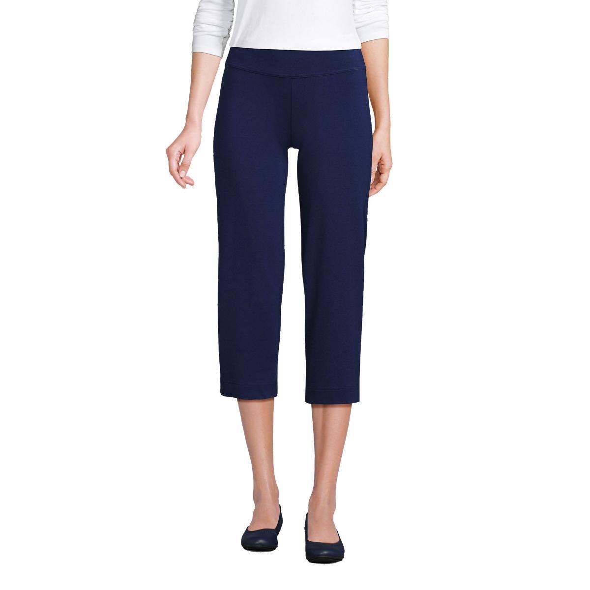 Petite Lands End Starfish Straight-Leg Pull-On Crop Pants, Womens Grey Heather Product Image