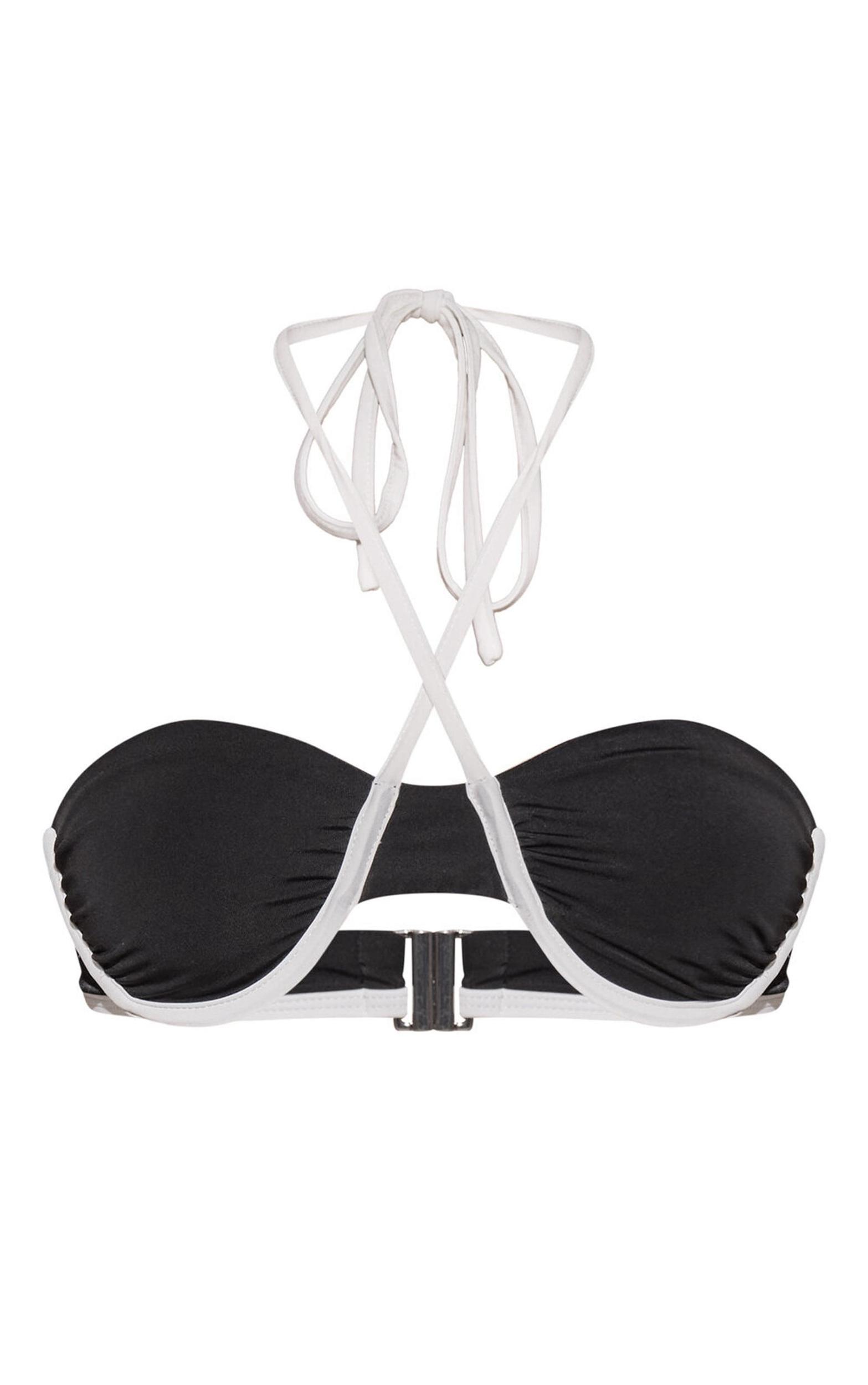 Black Contrast Binding Underwired Bikini Top Product Image