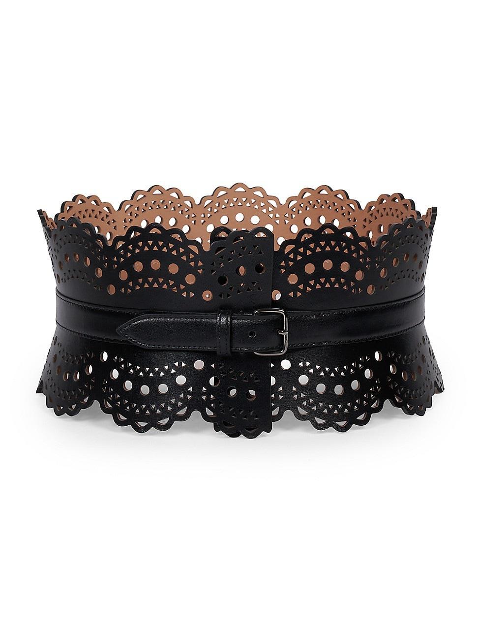 Womens Scalloped Leather Corset Belt Product Image