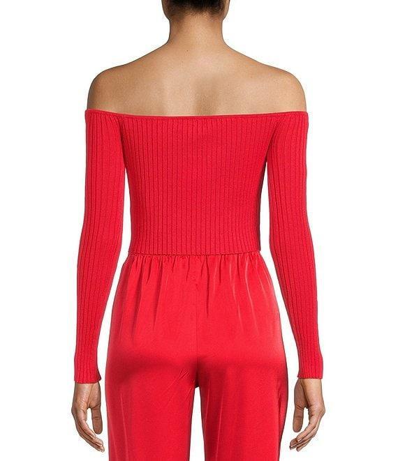 GB Rosette Off-The-Shoulder Sweater Top Product Image