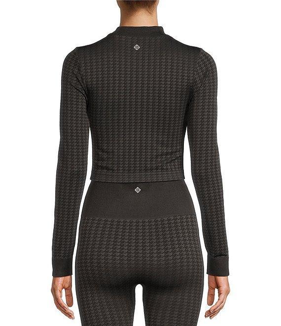 Antonio Melani Active Seamless Houndstooth Mock Neck Long Sleeve Coordinating Cropped Top Product Image