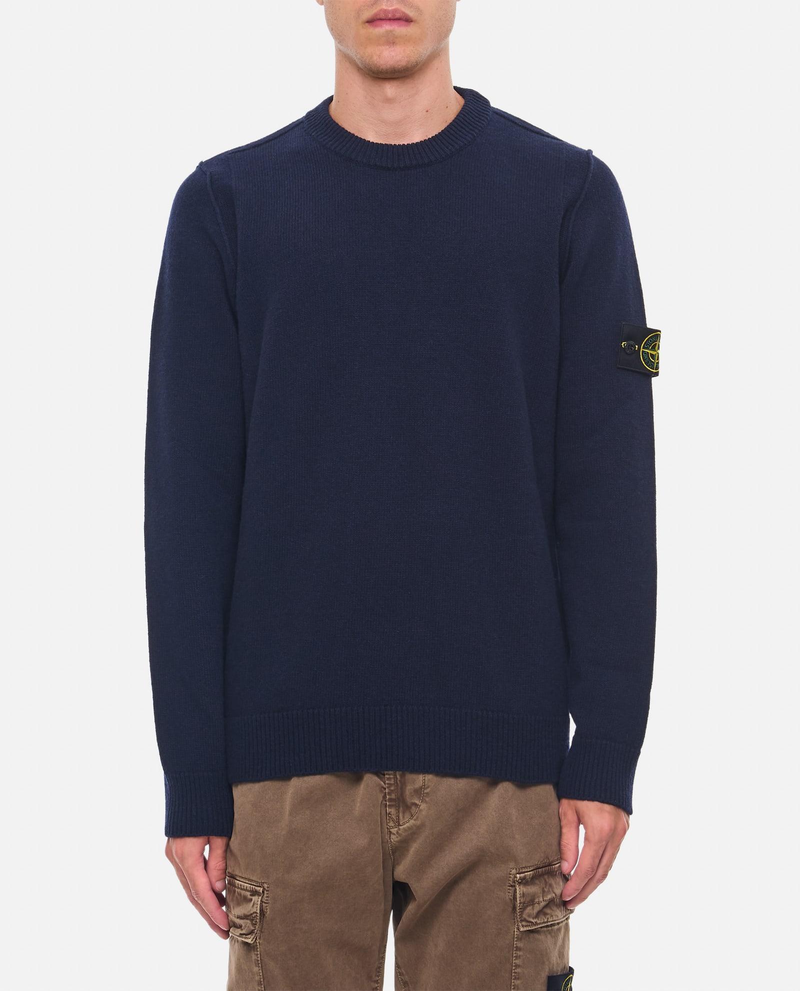 STONE ISLAND Crew Neck Sweater 508a3 In Wool In Blue Product Image