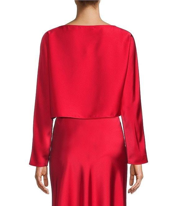 Antonio Melani Blyss Boat Neck Long Sleeve Coordinating Satin Blouse Product Image