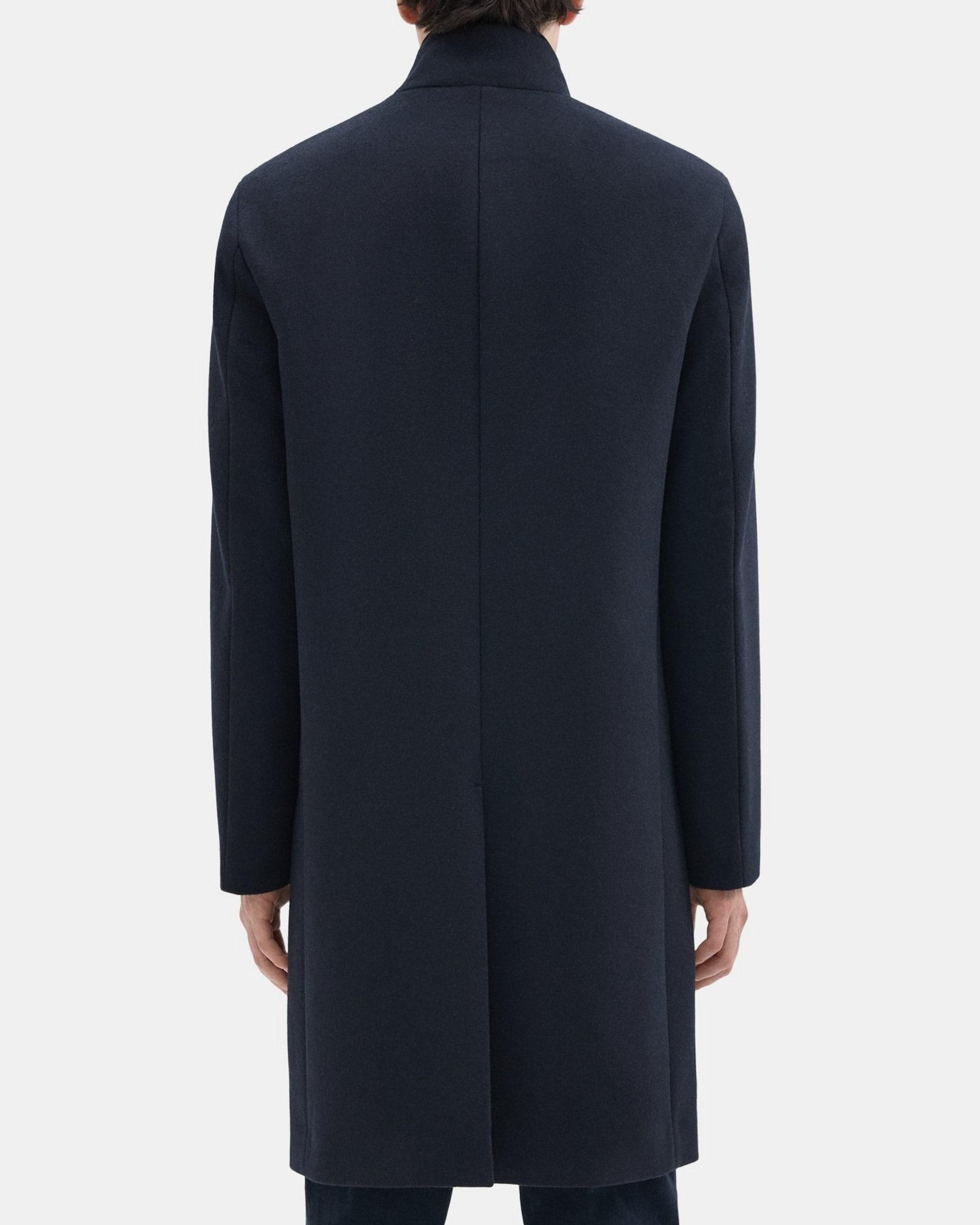 Stand Collar Coat in Recycled Wool-Blend Melton Product Image