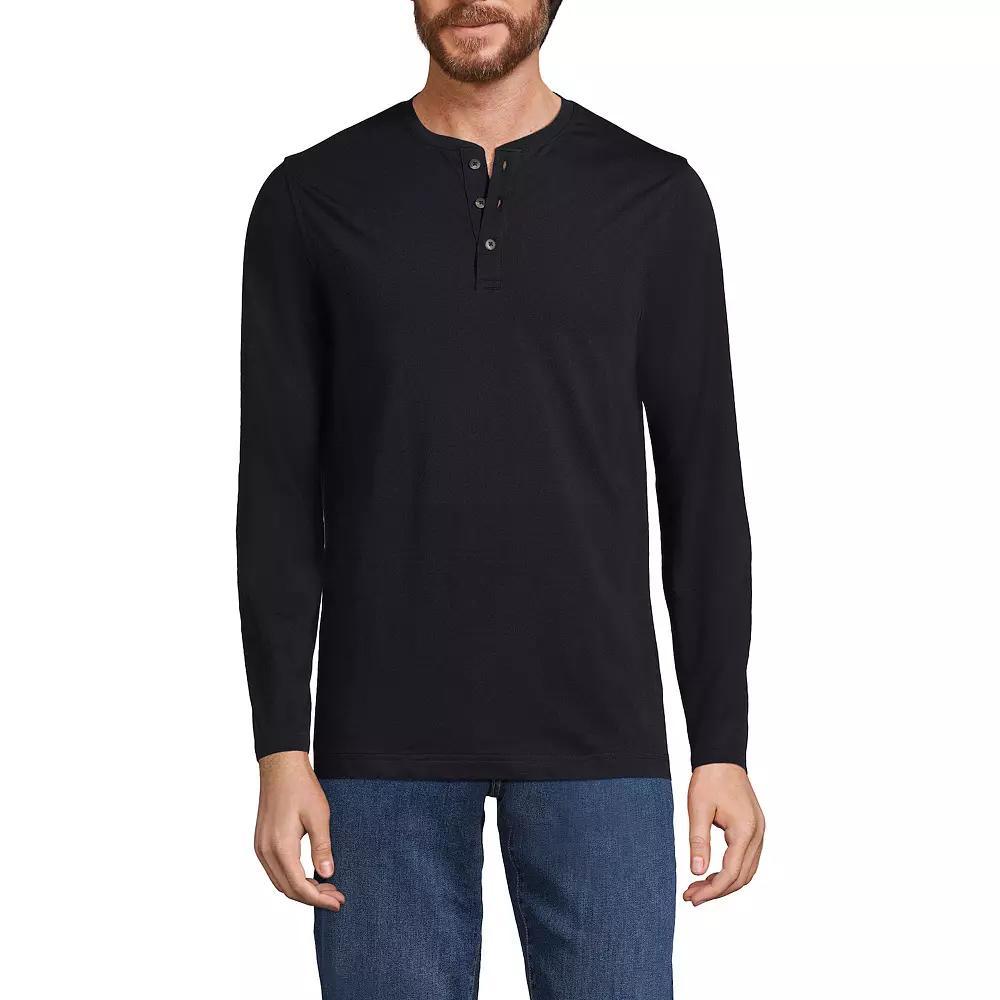 Men's Lands' End Long Sleeve Supima Jersey Henley Top,  Product Image