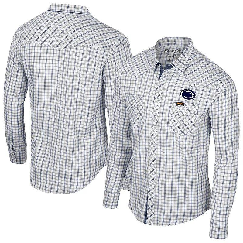 Men's Colosseum x Wrangler White Virginia Tech Hokies Plaid Window Pane Long Sleeve Full-Snap Shirt, Size: XXL Product Image