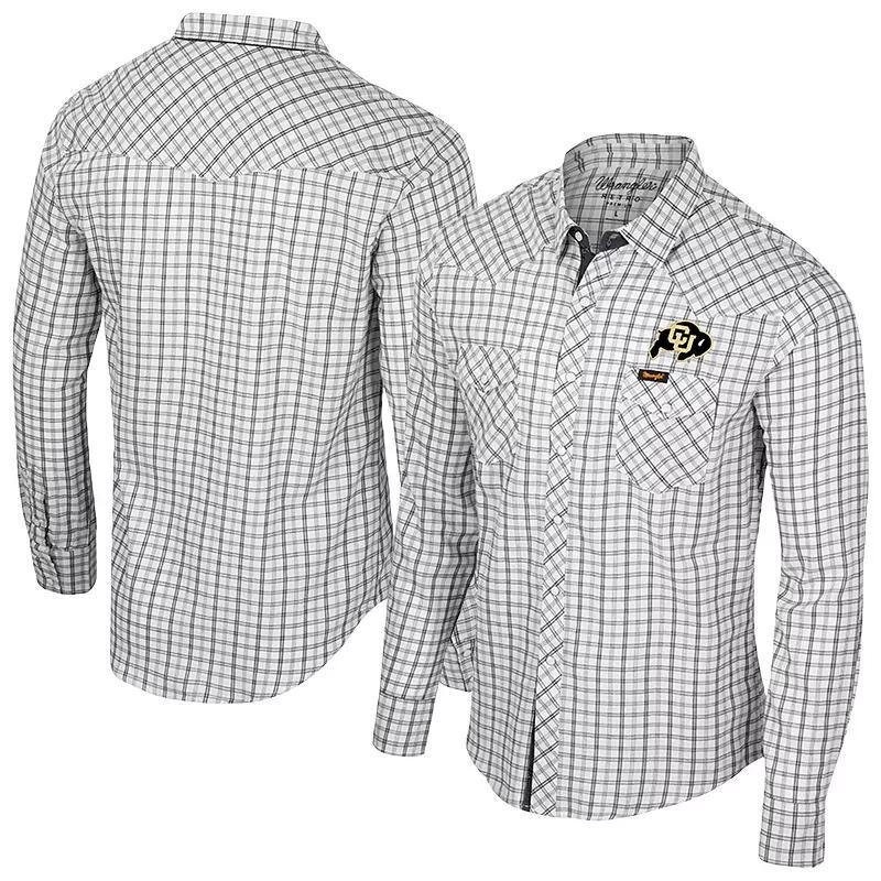 Mens Colosseum x Wrangler Colorado Buffaloes Plaid Window Pane Long Sleeve Full-Snap Shirt Product Image