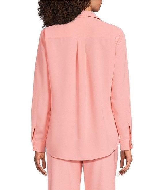 Alex Marie Piper Lightweight Soft Crepe de Chine Point Collar Long Sleeve Button Front Top Product Image