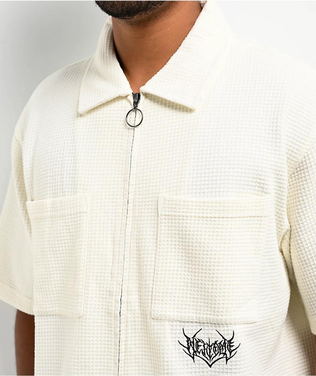 Welcome Sliver White Short Sleeve Thermal Zip Shirt Product Image