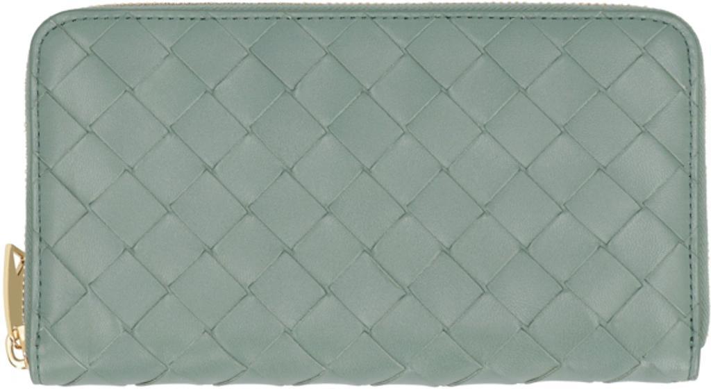 Intrecciato Zip Around Wallet In Green Product Image