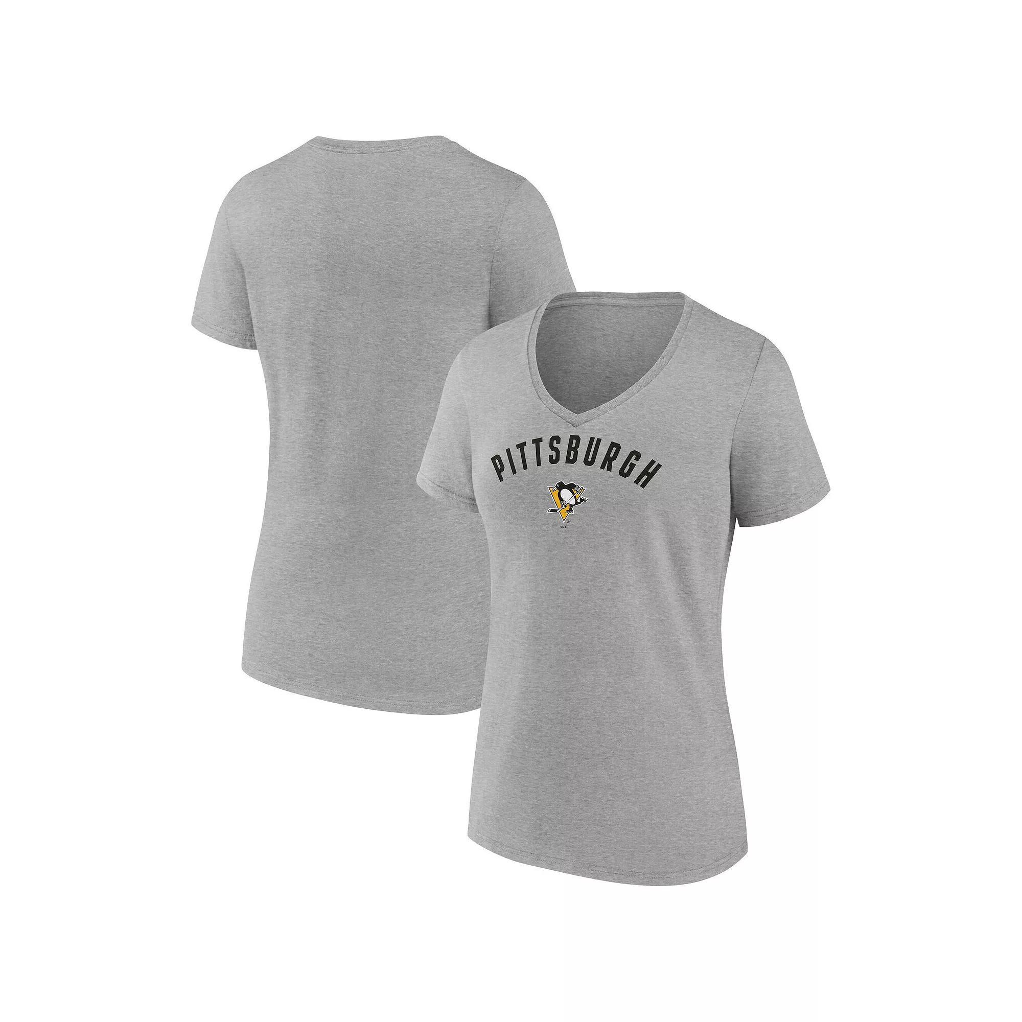 Women's Fanatics Gray Pittsburgh Penguins V-Neck T-Shirt,  Product Image