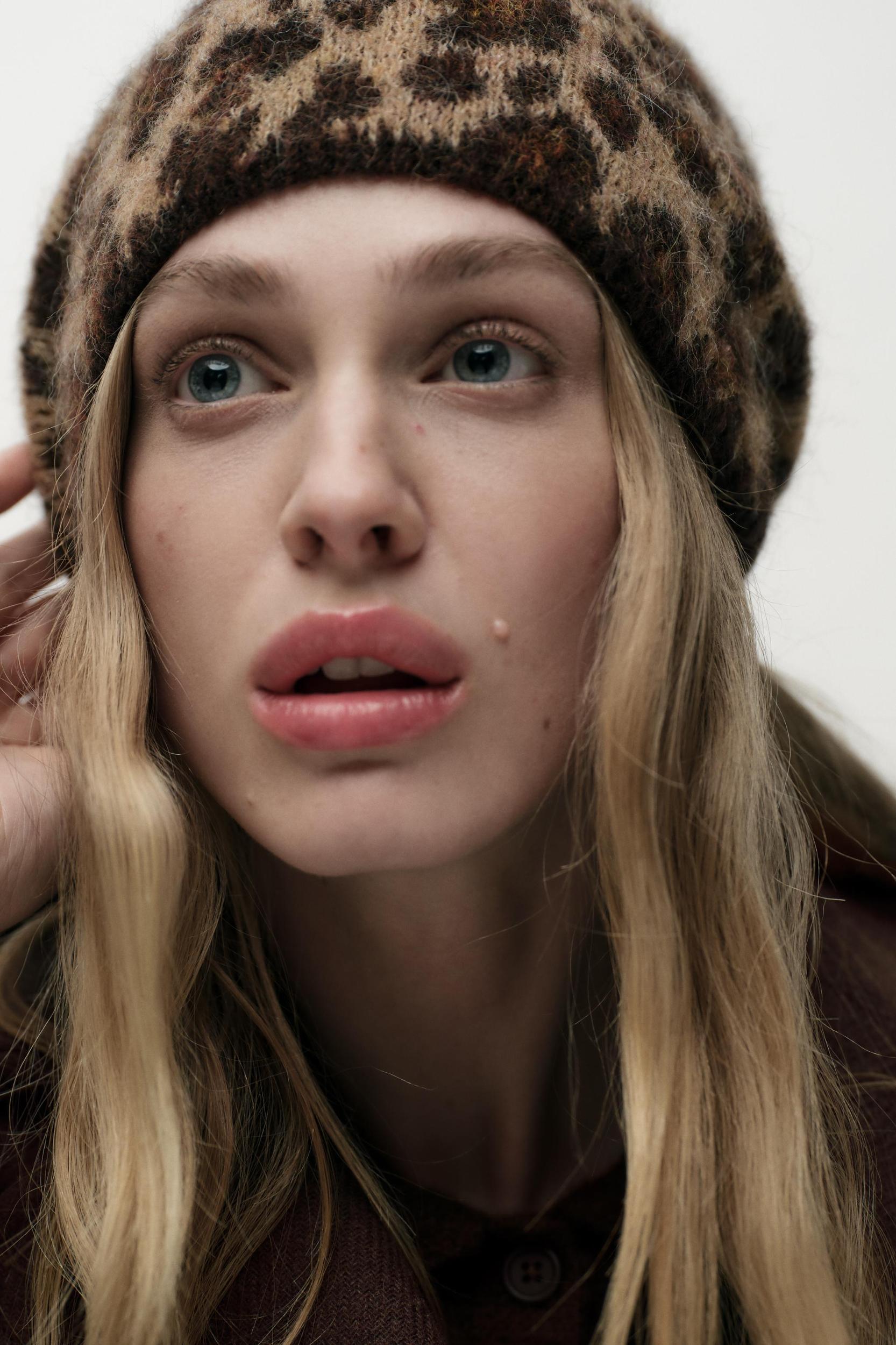 ANIMAL PRINT WOOL AND ALPACA BLEND BEANIE Product Image