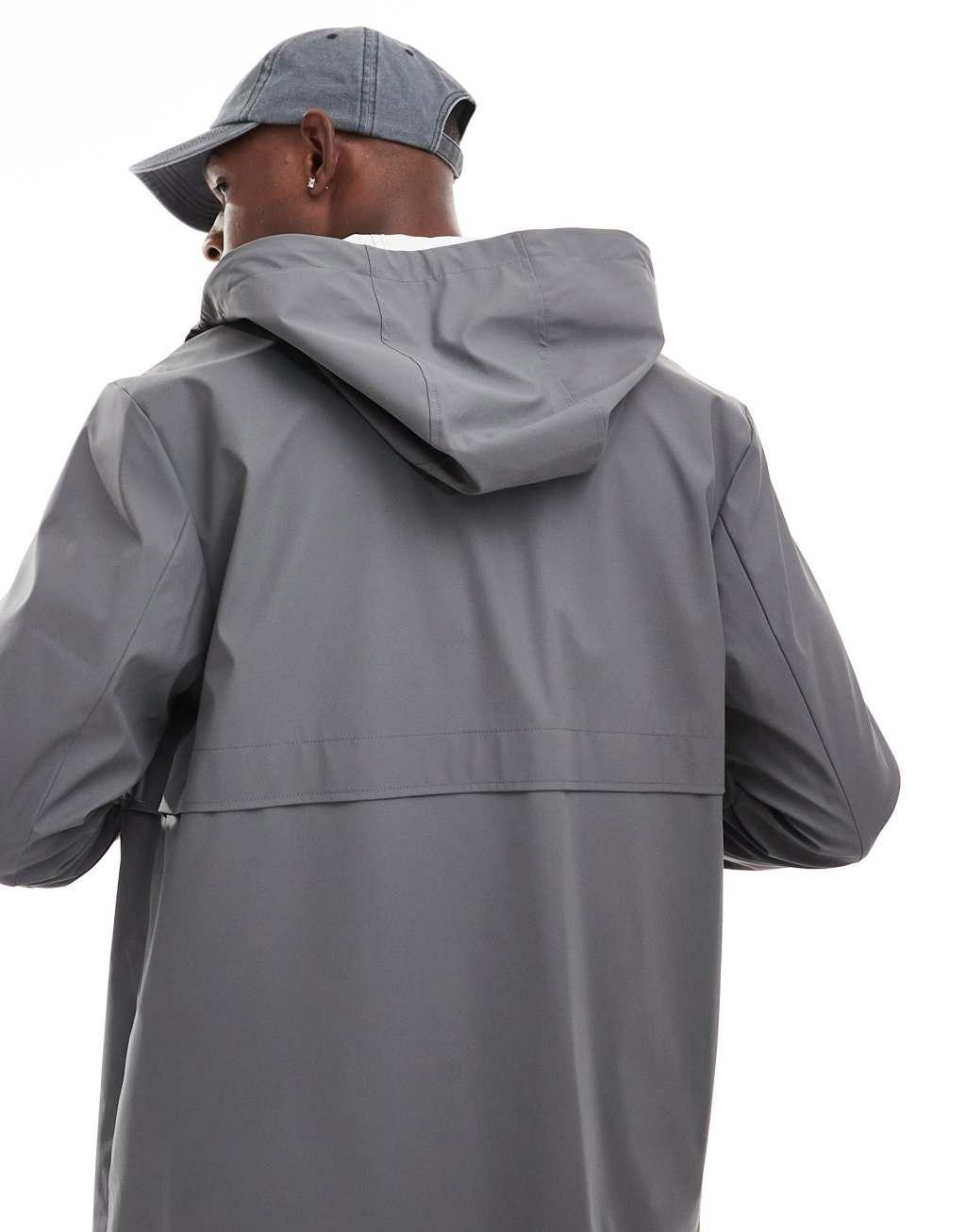 ASOS DESIGN rain resistant rubberized rain jacket in charcoal Product Image