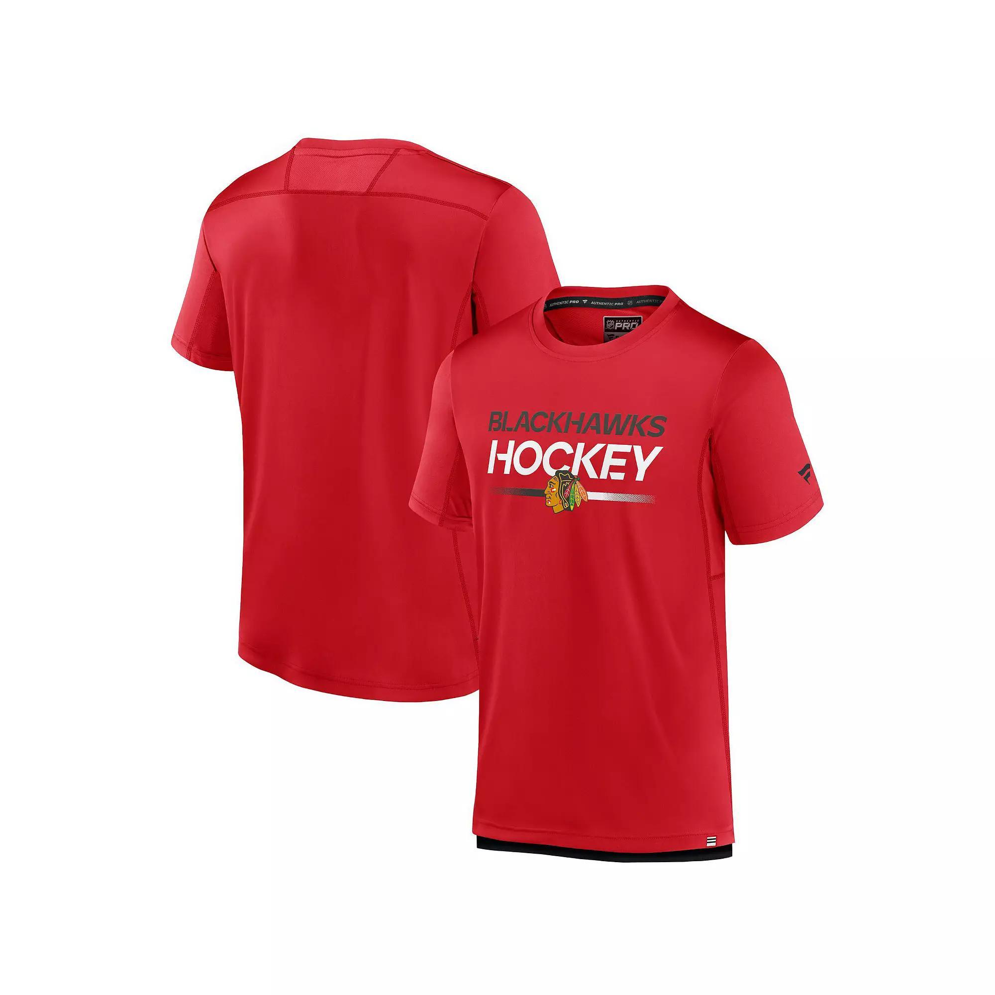 Men's Fanatics Branded Red Chicago Blackhawks Authentic Pro Tech T-Shirt,  Product Image