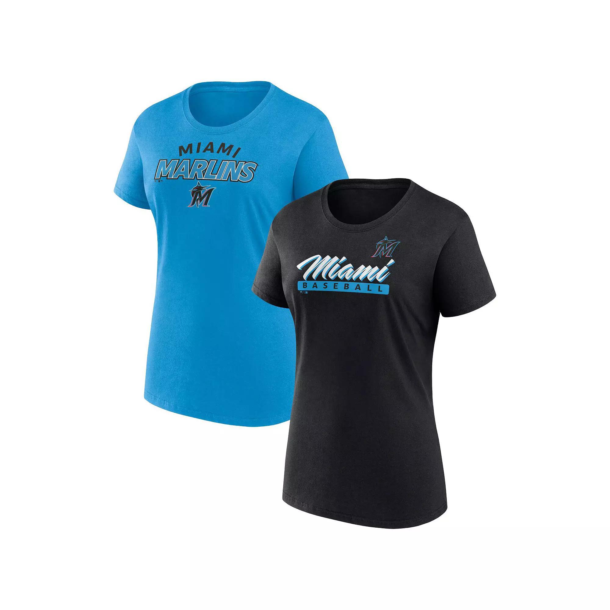 Women's Fanatics Branded Miami Marlins Risk T-Shirt Combo Pack, Size: 2XL, Black Product Image