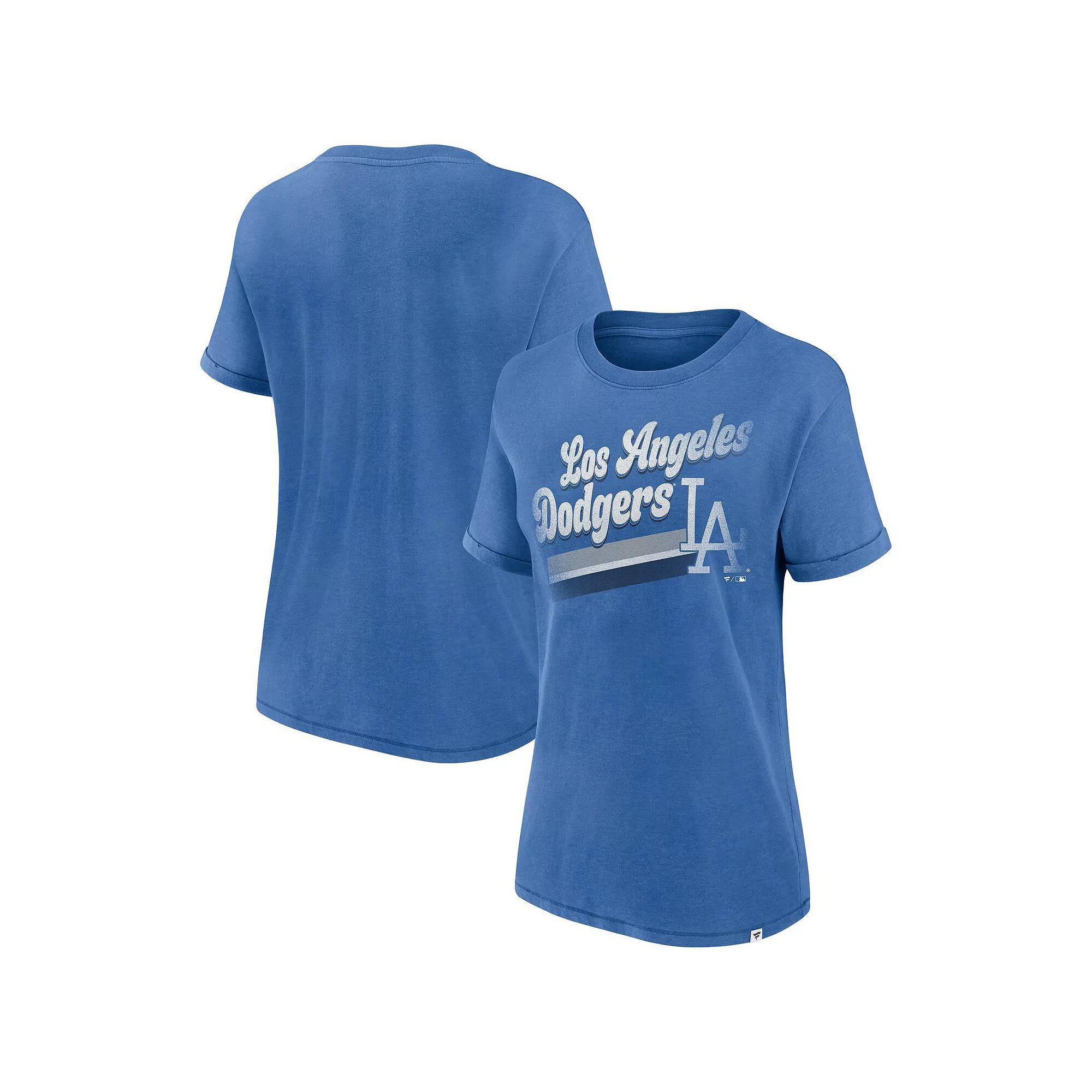 Women's Fanatics  Heather Royal Los Angeles Dodgers Heritage Snow Washed T-Shirt, Size: 2XL, Blue Product Image