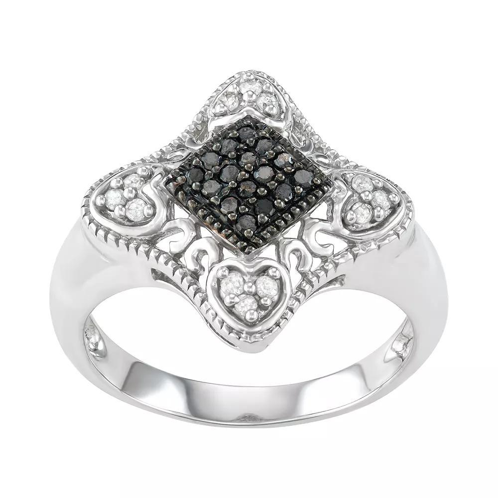 Sterling Silver 1/5 Carat T.W. Black & White Diamond Ring, Women's, Size: 6, Silver Tone Product Image