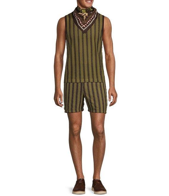 Murano Crocodile World Collection Open Weave Stripe 5.5#double; Inseam Shorts Product Image
