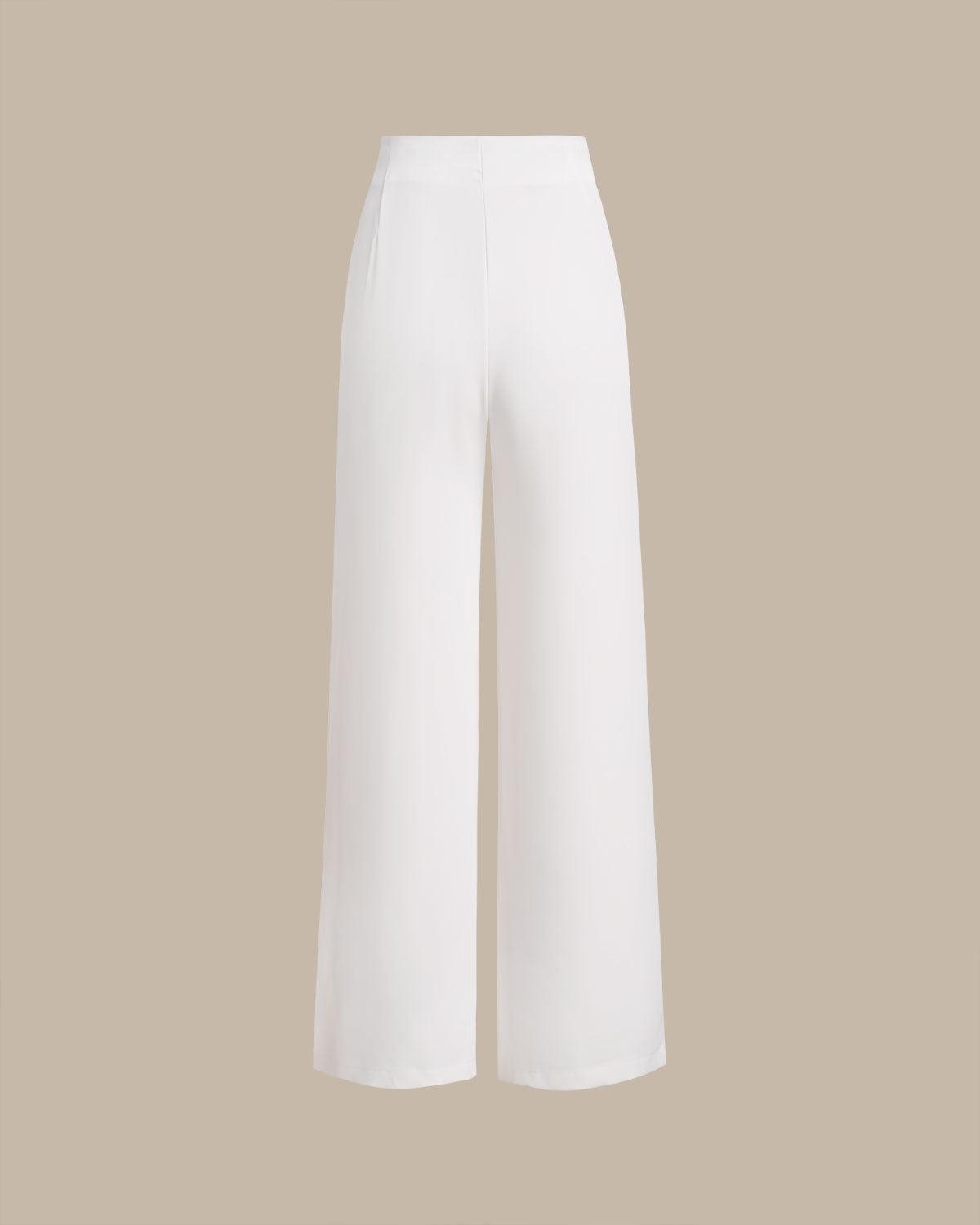 Beige Straight Wide Leg Pants Product Image