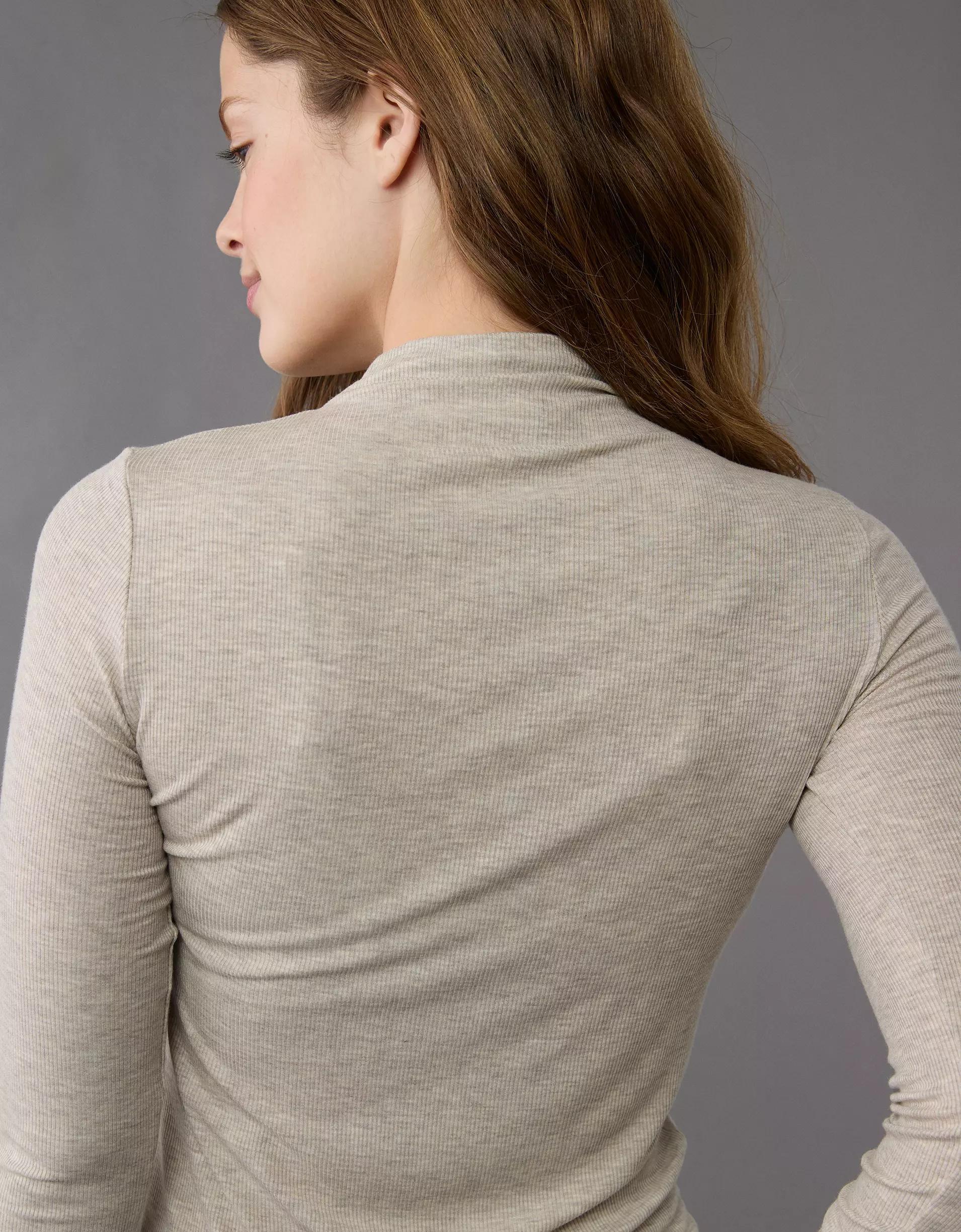 AE Soft & Sexy Long-Sleeve Mock Neck T-Shirt Product Image