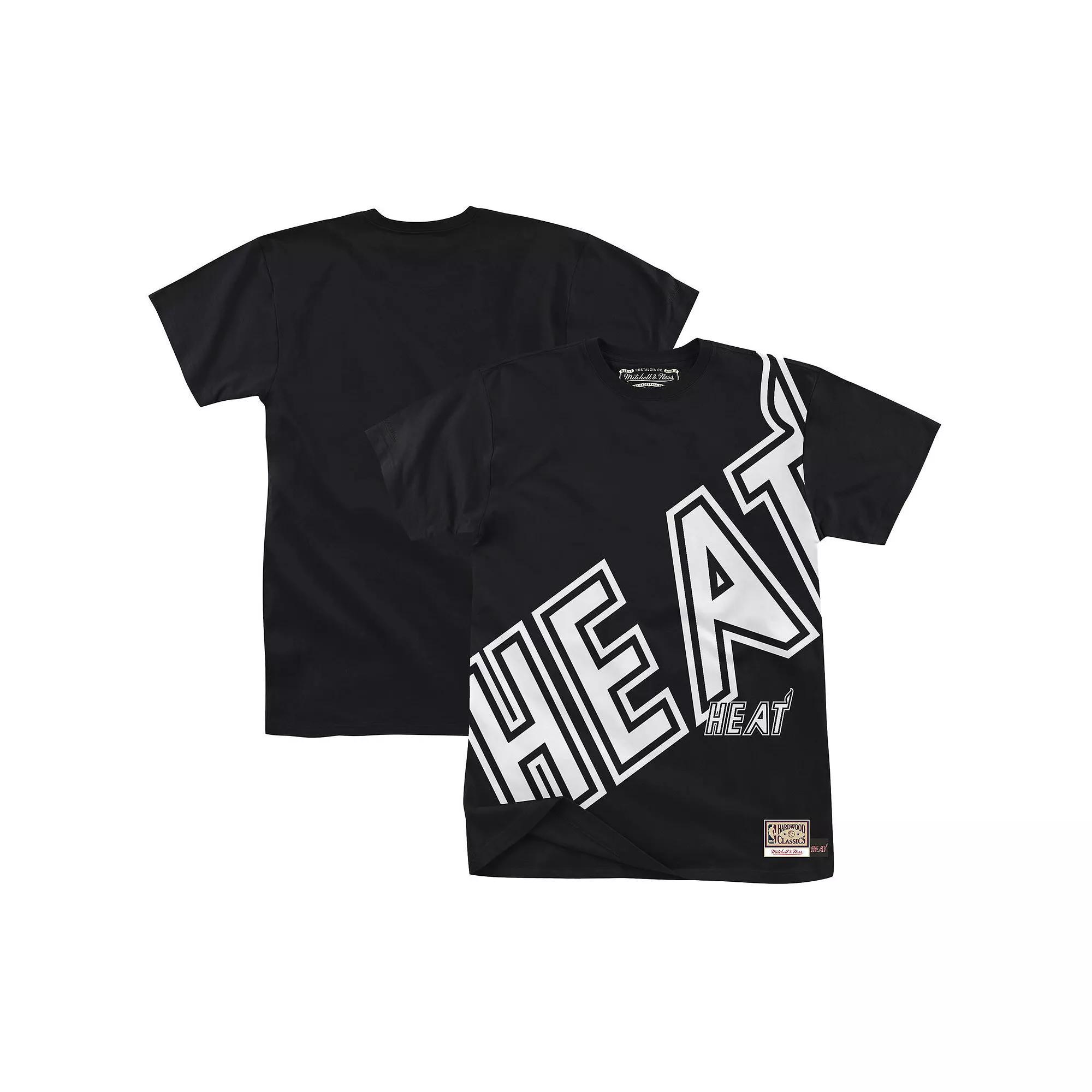 Men's Mitchell & Ness  Black Miami Heat Hardwood Classics Big Face 2.0 T-Shirt, Size: Medium Product Image