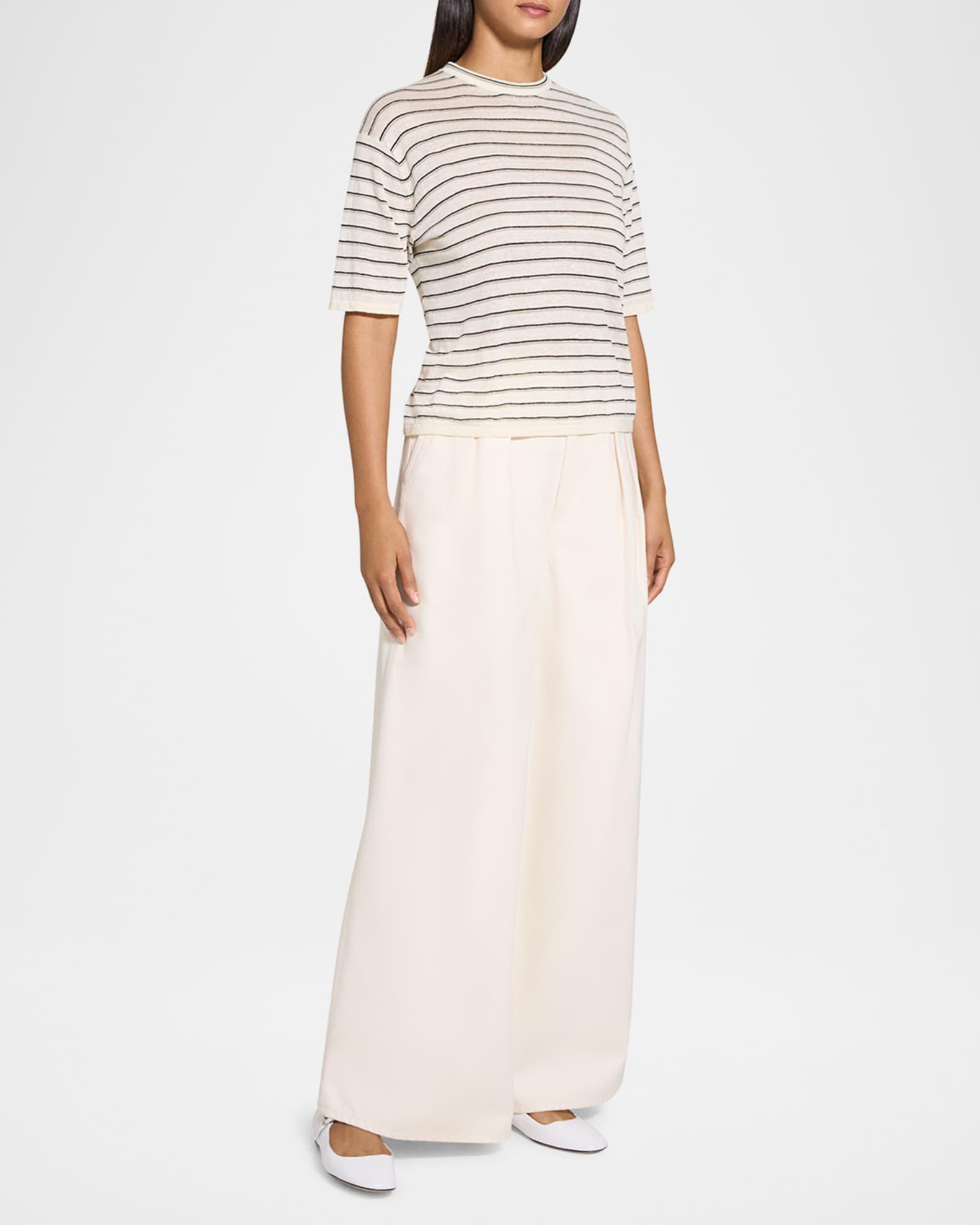 Stripe Knit Short-Sleeve Boyfriend Tee Product Image