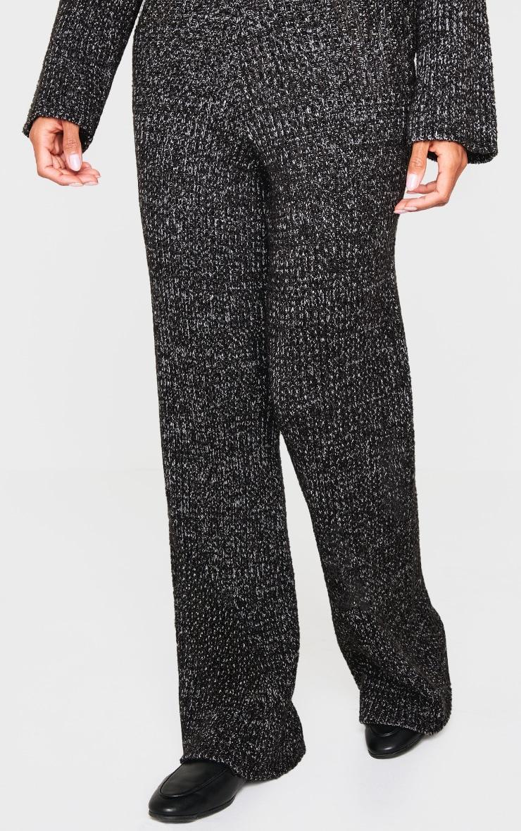 Black Marl Knit Wide Leg Pants Product Image