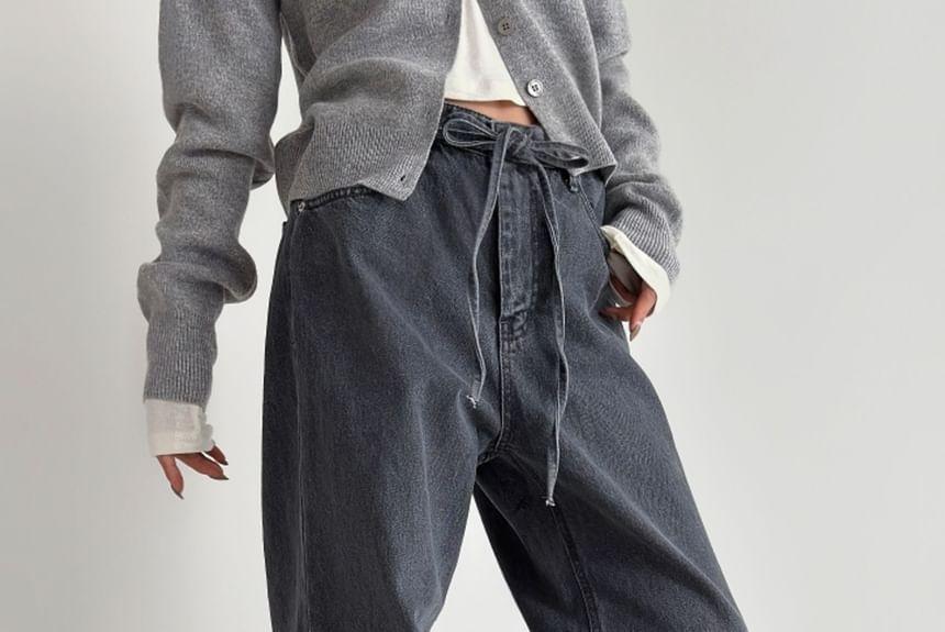 High-Waist Straight Leg Jeans Product Image