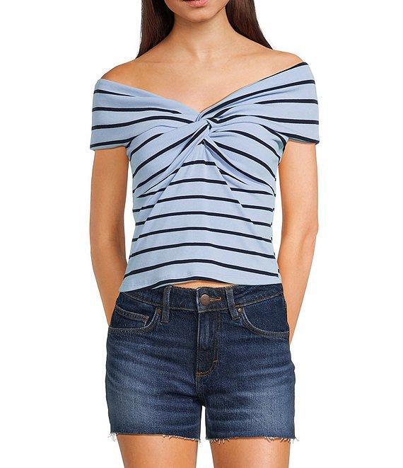 Originality Off-The-Shoulder Striped Twist Front Top Product Image