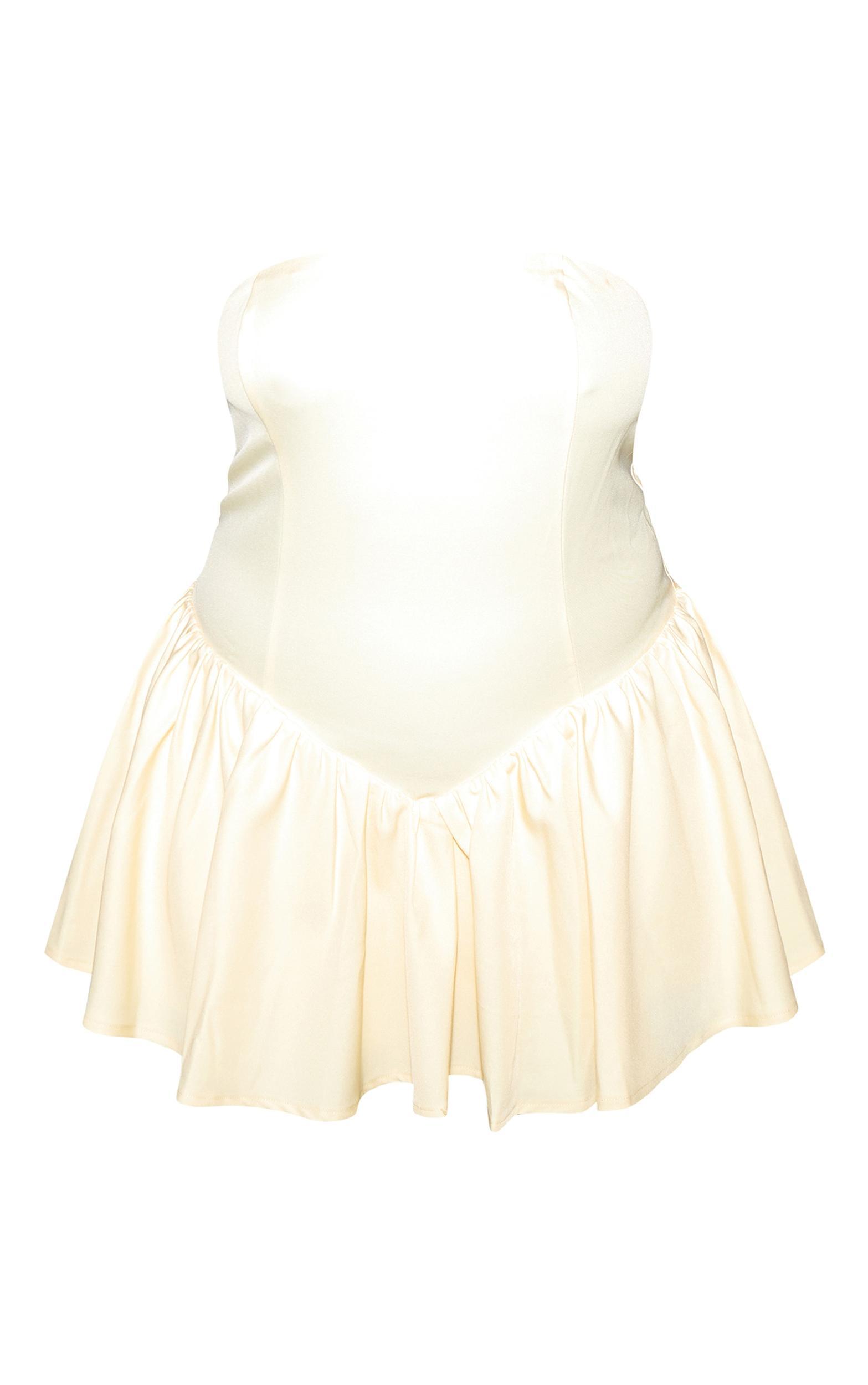 Plus Butter Cream. Woven Bandeau Dropped Waist Romper Product Image