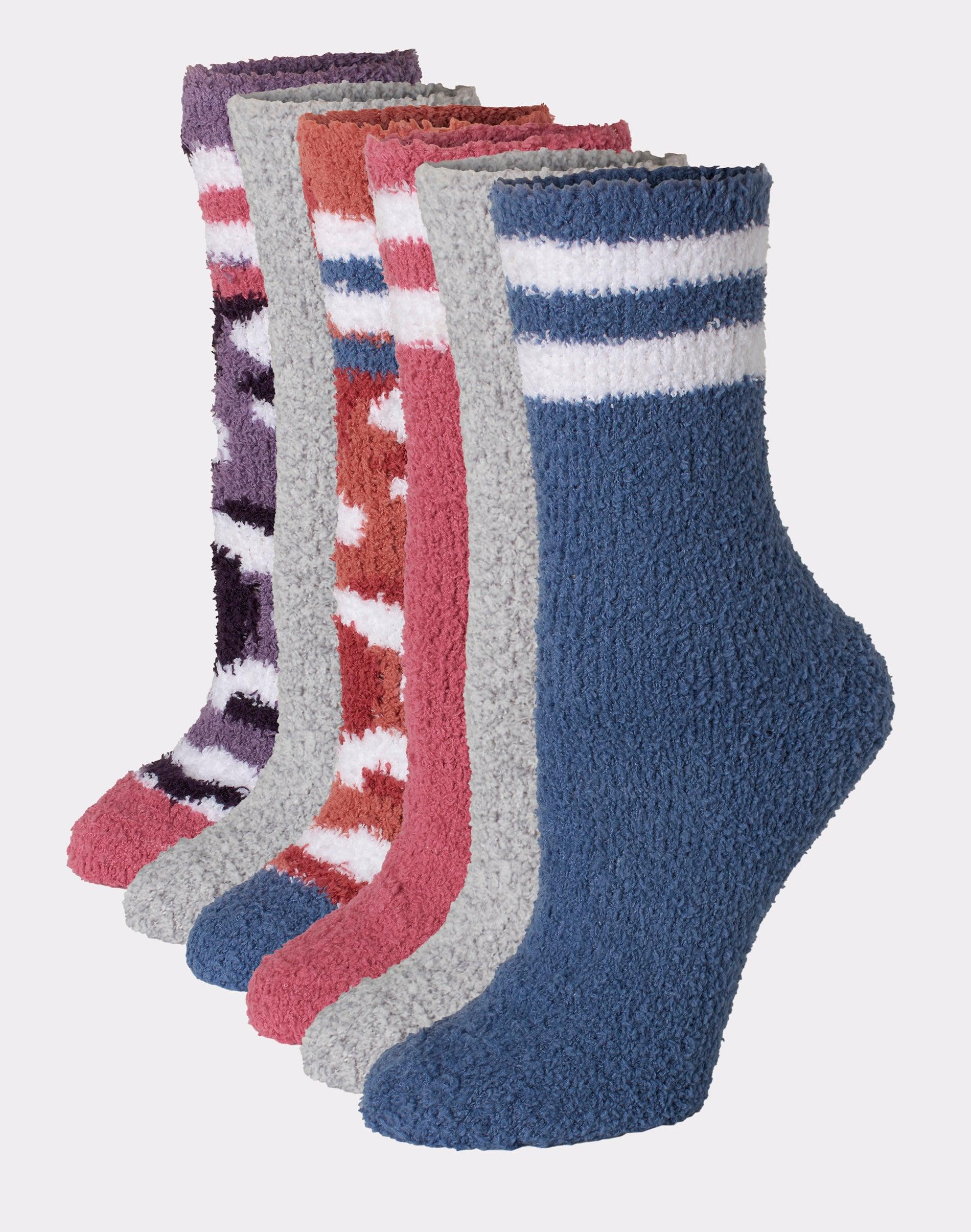 Hanes Womens Cozy Crew Socks, 6-Pairs Wide Stripe/Tie Dye/Solid Asst 5-9 Product Image