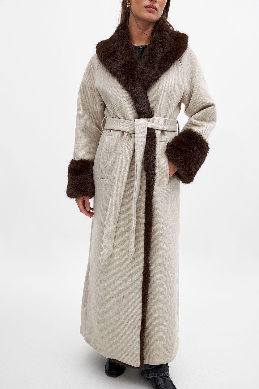 Faux Fur Long Coat Product Image
