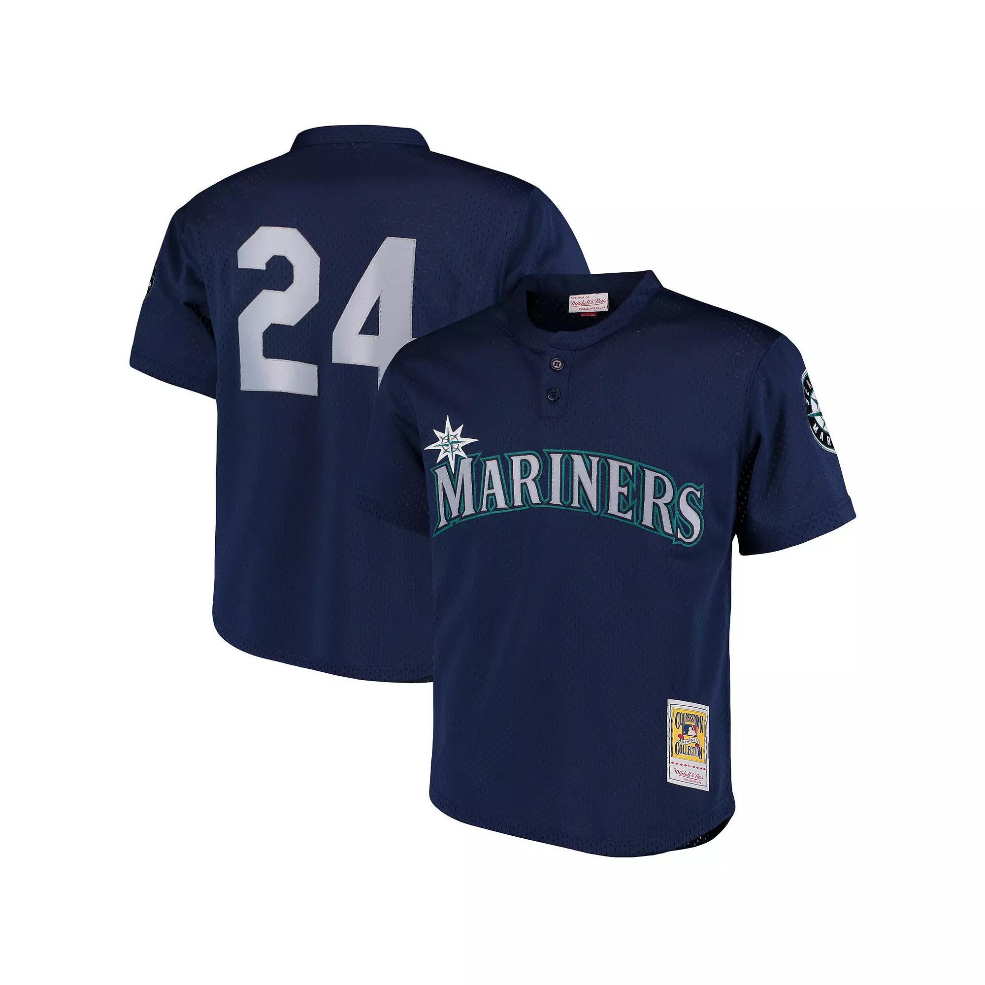 Men's Mitchell & Ness Ken Griffey Jr. Navy Seattle Mariners Cooperstown Collection Mesh Batting Practice Jersey,  Product Image