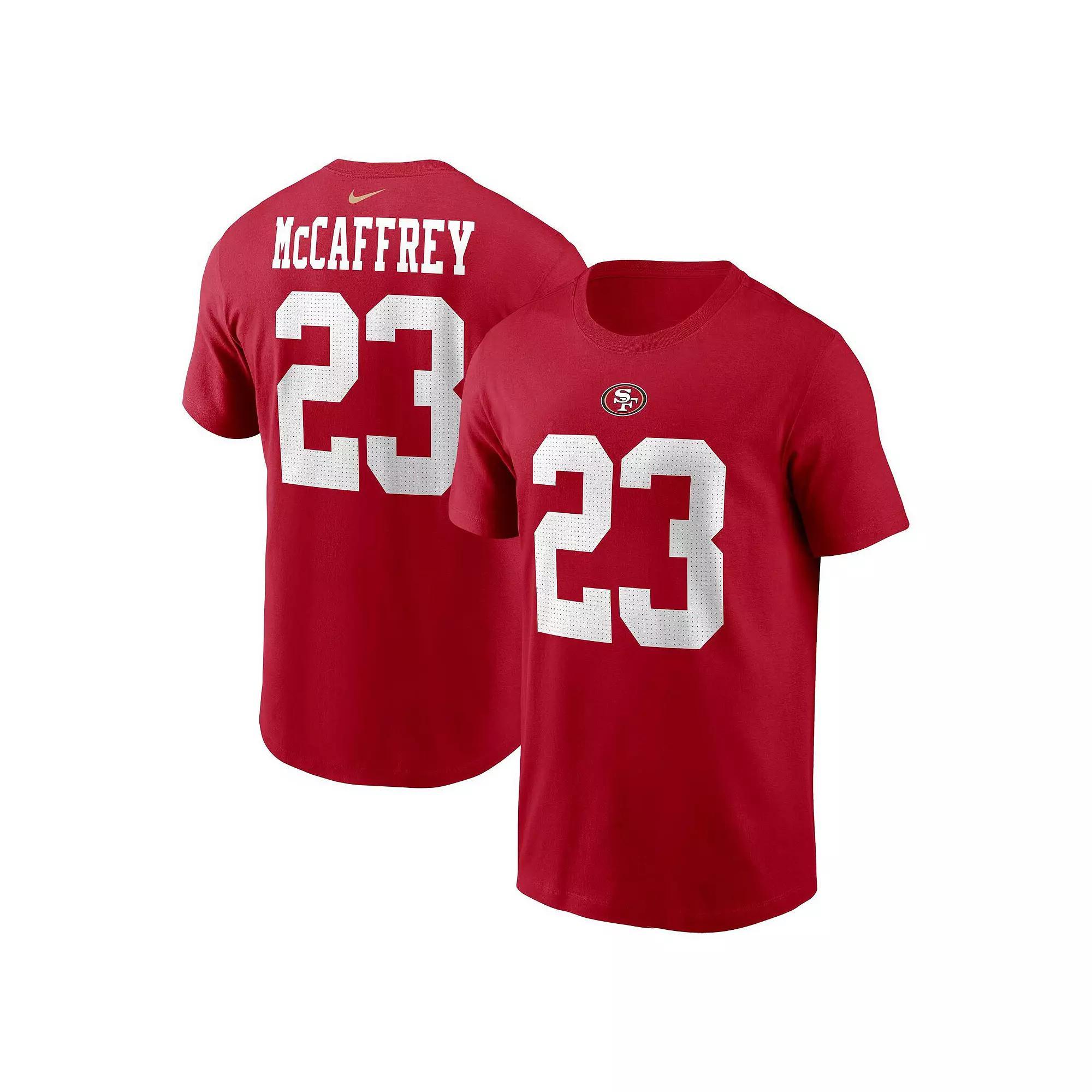 Men's Nike Christian McCaffrey Scarlet San Francisco 49ers Player Name & Number T-Shirt,  Product Image