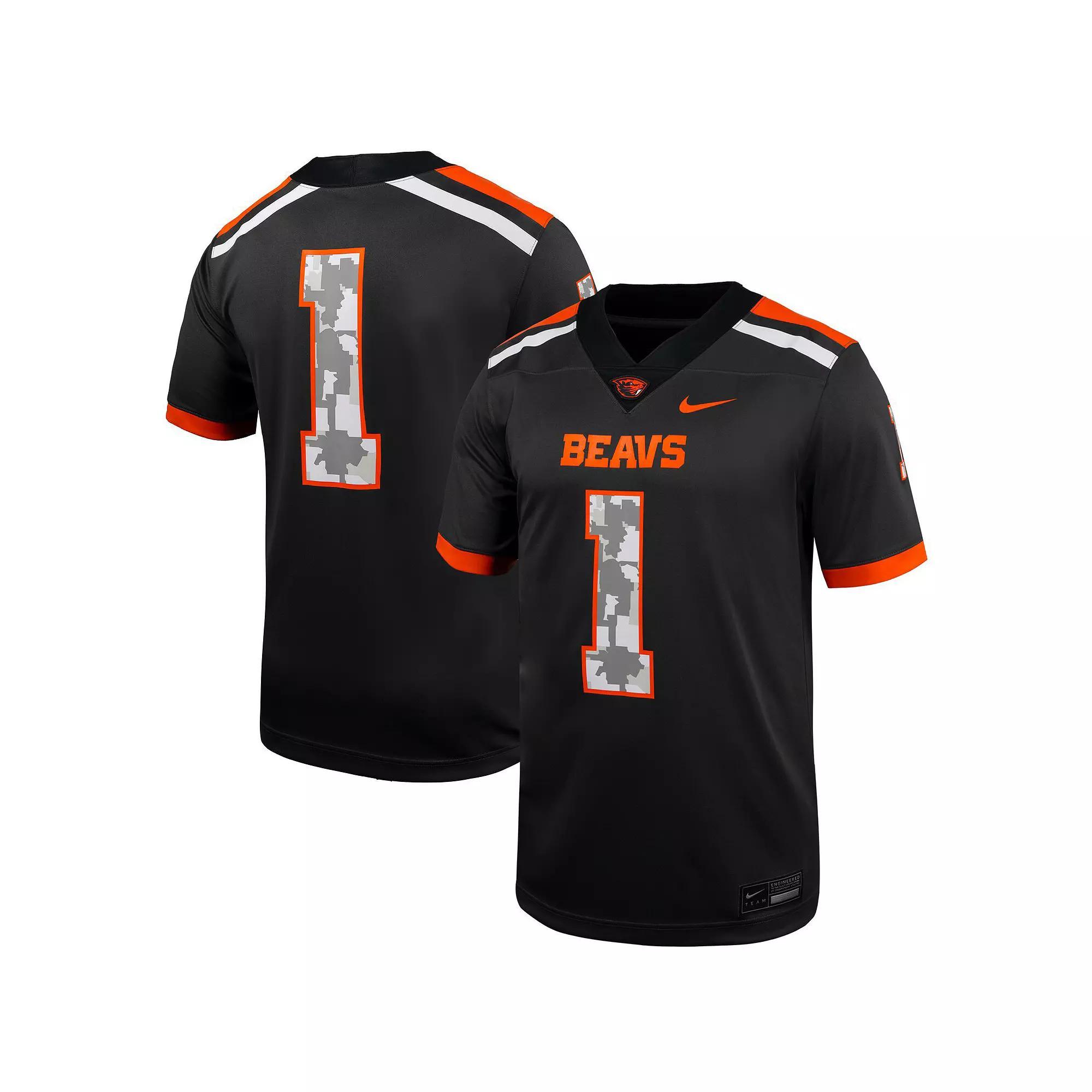 Men's Nike #1 Anthracite Oregon State Beavers Untouchable Replica Football Jersey, Size: Large, Grey Product Image
