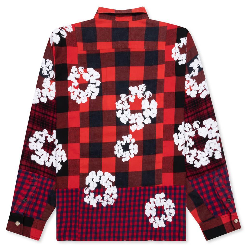 Readymade x Denim Tears Check LS Shirt - Red Male Product Image