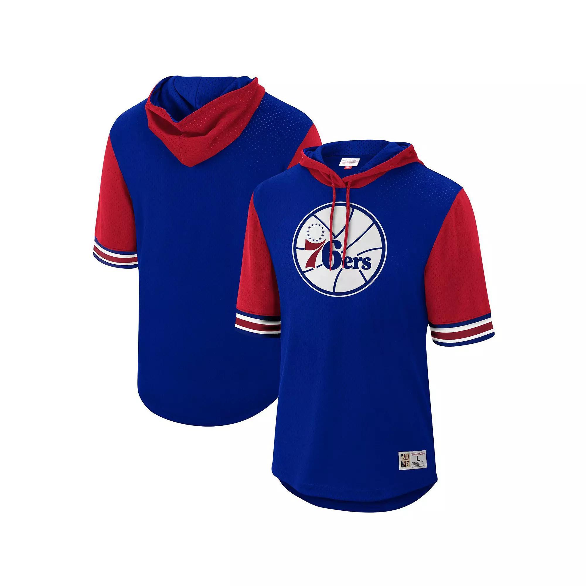 Men's Mitchell & Ness Royal Philadelphia 76ers Hardwood Classics Buzzer Beater Mesh Pullover Hoodie, Size: Medium, 76r Blue Product Image