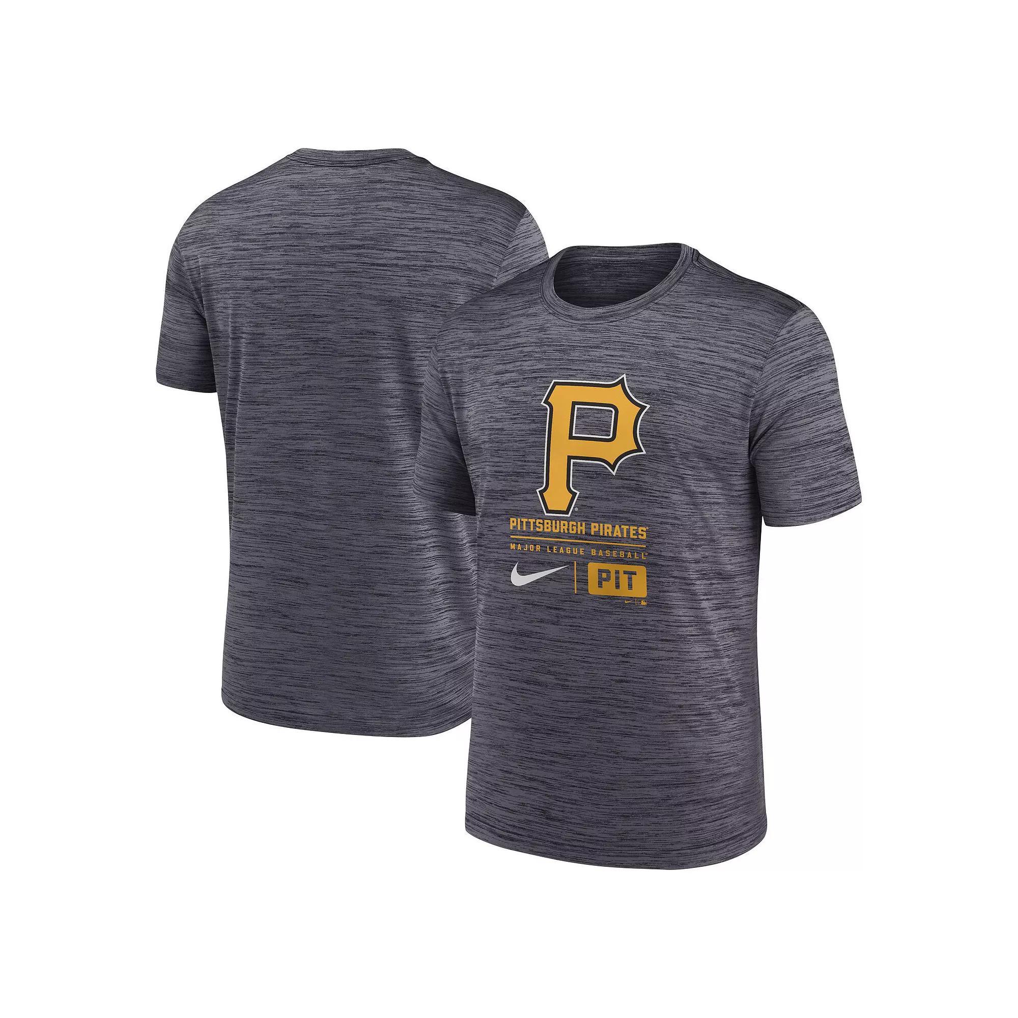 Men's Nike Black Pittsburgh Pirates Large Logo Velocity T-Shirt,  Product Image