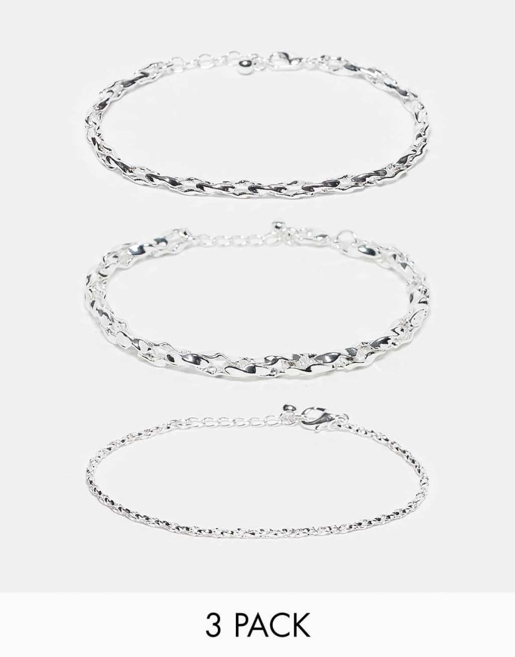 ASOS DESIGN 3 pack bracelet set in silver tone Product Image