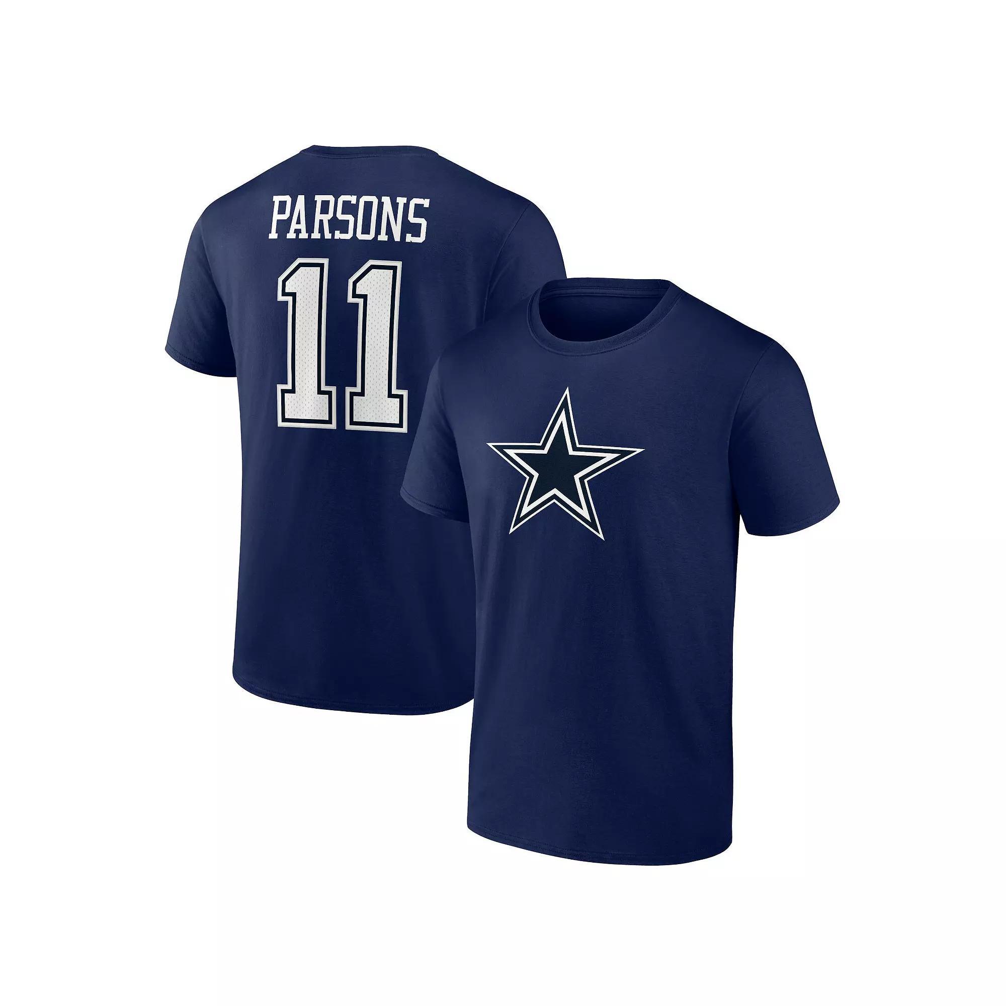 Men's Fanatics Branded Micah Parsons Navy Dallas Cowboys Player Icon Name & Number T-Shirt, Size: Medium, Blue Product Image