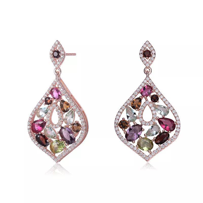 18k Gold over Sterling Silver Multi-Colored Cubic Zirconia Accent Dangle Earrings, Womens, Pink Tone Team Product Image