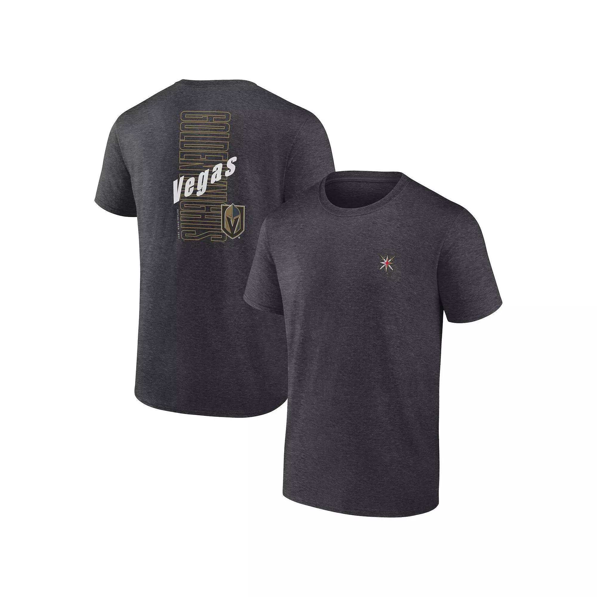 Men's Fanatics Branded Heather Charcoal Vegas Golden Knights Backbone T-Shirt,  Product Image