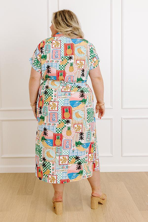 Paradise On The Mind Button Down Midi Dress Curves Product Image